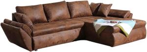 Couch Loana Braun 275x185 cm Ecksofa Schlaffunktion Ottomane variabel