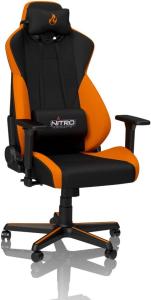 NITRO CONCEPTS S300 Gamingstuhl - Ergonomischer Bürostuhl Schreibtischstuhl Chefsessel Bürostuhl Pc Stuhl Gaming Sessel Stoffbezug Belastbarkeit 135 Kilogramm - Horizon Orange (Orange)
