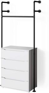 Vicco 'Ruben' Loft Garderobe mit Kleiderstange und Kommode, weiß, 90 cm