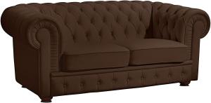 Bridgeport Sofa 2-Sitzer pigmentiertes Nappaleder Braun Buche Nussbaumfarben