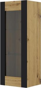 Domando Vitrine Fasano Modern Breite 48cm, schicke Rahmenoptik, Glaseinsätze in Artisan Eiche und Schwarz Matt