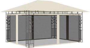 Pavillon mit Moskitonetz 4x3x2,73 m Creme 180 g/m²