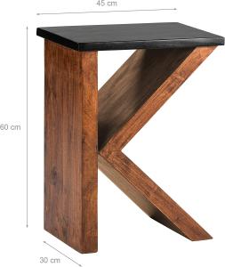 Beistelltisch K-Form 45x30x60 cm Braun aus Akazienholz WOMO-Design