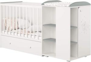Polini 'French 800' Kombi-Kinderbett 60x120 cm, Teddy/weiß-grau, mit Kommode