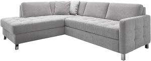 Cavadore Schlafsofa Paolo mit Bettkasten / Modernes Ecksofa mit Bett, Bettkasten und gesteppter Sitzfläche / Große Liegefläche / 233 x 80 x 196 / Hellgrau