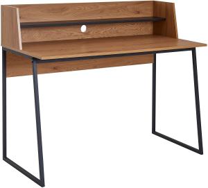 Schreibtisch Eiche / Schwarz 120x61,5x100 cm Bürotisch Modern | Laptoptisch mit Ablage & Kabeldurchführung | Homeoffice Computertisch mit Regal