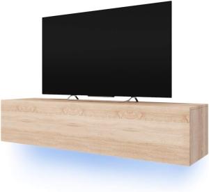 Selsey Skylara – Fernsehschrank/TV-Lowboard mit LED Modern Hängend 160 cm (Holzoptik Sonoma Eiche Matt)