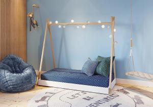 FabiMax 'Tipi' Kinderbett, 80 x 160 cm, weiß/natur, Kiefer massiv, inkl. Lattenrost
