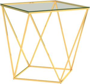 vidaXL Couchtisch Golden und Transparent 50x50x55 cm Edelstahl