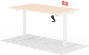 manuell höhenverstellbarer Schreibtisch EASY 140 x 80 cm - Gestell Weiss, Platte Eiche