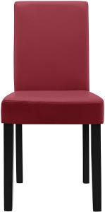 2er Set Polsterstühle Dunkelrot mit Massivholzbeinen Stühle in Kunstlederbezug Esstischstuhl Hochlehner Küchenstuhl