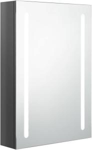 vidaXL LED-Bad-Spiegelschrank Glänzendes Grau 50x13x70 cm, Mit Beleuchtung [326498]