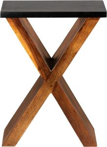 WOMO-DESIGN Beistelltisch X-Form 60 cm, Braun-Schwarz, Unikat, handgefertigt aus Massivholz Akazienholz, Couchtisch Kaffeetisch Wohnzimmertisch Sofatisch Tisch Holztisch verschiedene Buchstaben Formen