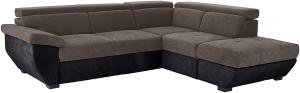 Mivano Ecksofa Speedway / Moderne Couch in L-Form mit verstellbaren Kopfteilen und Ottomane / 262 x 79 x 224 / Zweifarbiger Bezug, grey/black