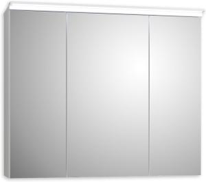 FOUR Spiegelschrank Bad mit LED-Beleuchtung in Weiß - Badezimmerspiegel Schrank mit viel Stauraum - 80 x 68 x 23 cm (B/H/T)