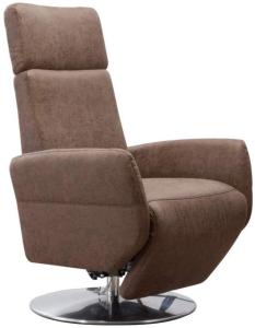 Cavadore TV-Sessel Cobra / Fernsehsessel mit Liegefunktion, Relaxfunktion / Stufenlos verstellbar / Ergonomie M / Belastbar bis 130 kg / 71 x 110 x 82 / Lederoptik Braun