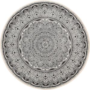 Teppich schwarz/creme Baumwolle ø 120 cm Mandala-Muster HIZAN