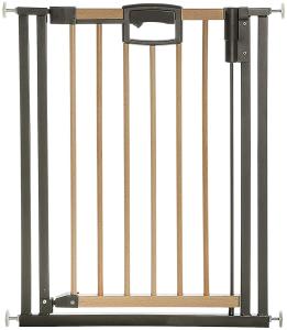 Geuther - Tür- und Treppenschutzgitter ohne Bohren Easylock Wood, 2791+, für Kinder und Hunde, zum klemmen, Metall/Holz, 68 - 76 cm, natur/schwarz