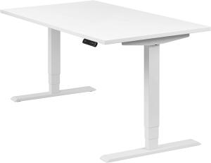 boho office® homedesk - elektrisch stufenlos höhenverstellbares Tischgestell in Weiß mit Memoryfunktion, inkl. Tischplatte in 140 x 80 cm in Weiß