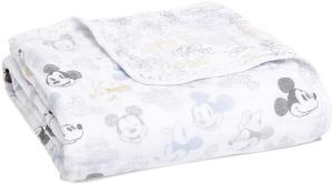 aden + anais Dream Blanket, Weiche und warme Decke für Neugeborene und Kleinkinder, Babydecke für Mädchen & Jungen, 4 Lagen aus 100% Baumwoll-Musselin, 120x120cm, Mickey + Minnie