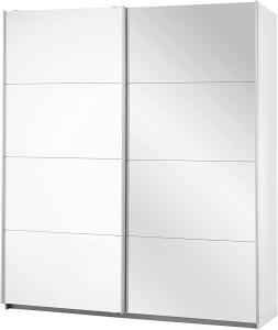 Rauch Möbel Caracas Schrank Kleiderschrank Schwebetürenschrank Weiß mit Spiegel 2-türig inkl. Zubehörpaket Basic 2 Einlegeböden, 2 Kleiderstangen, BxHxT 181x210x62 cm