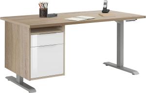 Schreibtisch >EDJUST< (BxHxT: 150x120x80 cm) Metall platingrau - Sonoma-Eiche