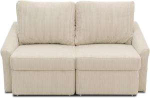 DOMO. collection Relax Couch, Cord Schlafcouch, Boxspring Sofa mit Schlaffunktion, 2-Sitzer Schlafsofa Gästebett, 168 x 96 x 86 cm, weicher Cord beige