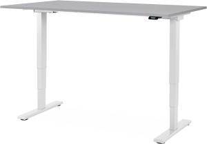 WRK21® SMART Elektronisch höhenverstellbarer Schreibtisch, Holz, Uni-Grau/Weiß, 140 x 80 x 61-126 cm