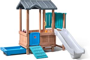 Spielhaus mit Rutsche Woodland Adventure193 cm braun / blau