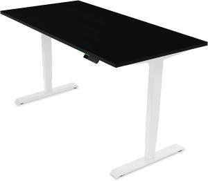 Desktopia Pro X - Elektrisch höhenverstellbarer Schreibtisch / Ergonomischer Tisch mit Memory-Funktion, 7 Jahre Garantie - (Schwarz, 160x80 cm, Gestell Weiß)