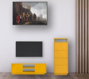 Wohnwand Set modern 2 teilig TV Lowboard, Sideboard für Wohnzimmer oder Kinderzimmer Orange