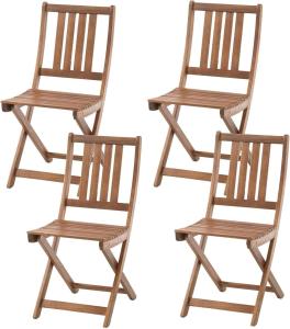 BURI 4 Balkonstühle Gartenstühle Akazienholz massiv & geölt, klappbar - Klappstühle Holzstühle faltbar für Balkon, Garten, Terrasse - Hartholz Stuhl ohne Armlehne braun, geschliffen