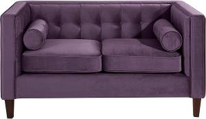 Jeronimo Sofa 2-Sitzer Samtvelours Purple Buche Nussbaumfarben