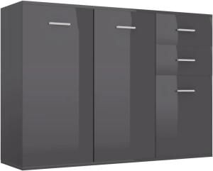 vidaXL Sideboard mit 3 Türen 2 Schubladen Highboard Kommode Standschrank Mehrzweckschrank Anrichte Schrank Hochglanz-Grau 105x30x75cm Spanplatte
