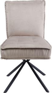 Kare Design Stuhl Chelsea, Grau, Drehstuhl, 360 ° drehbar, Polsterstuhl, Samtoptik, 49 cm Sitzhöhe, Esszimmerstühle