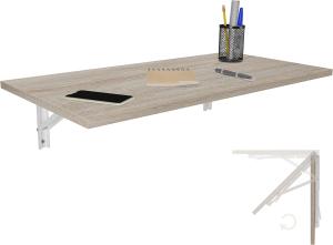Wandklapptisch Schreibtisch Tischplatte 80x40 cm in Sonoma Eiche Klapptisch Esstisch Küchentisch für die Wand Bartisch Stehtisch Wandtisch Tisch klappbar zur Wandmontage im Büro Küche