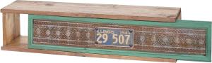 Wandregal HWC-A43, Hängeregal Regal, Tanne Holz massiv Vintage Patchwork 65x16x13cm