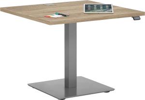 Schreibtisch >EDJUST< (BxHxT: 80x127x80 cm) Roheisen lackiert - Sonoma Eiche