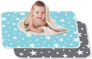 2 Stücke Waschbar Säugling Wickelunterlage 50 x 70 cm für Babys und Kleinkinder - Atmungsaktiv, Wasserdicht, Wiederverwendbare Urin Matte Abdeckung ( Fantasie Sterne )