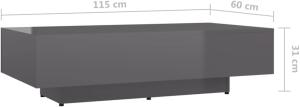 vidaXL Couchtisch Hochglanz-Grau 115x60x31 cm Spanplatte