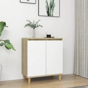 vidaXL Sideboard Holzbeine Weiß Sonoma-Eiche 60x35x70cm Spanplatte