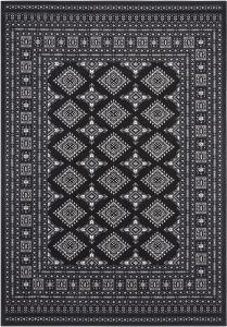Orientalischer Kurzflor Teppich Sao Buchara Schwarz - 120x170x0,9cm