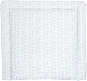 KraftKids Wickelauflage in kleine Dreiecke blau grau weiß, Wickelunterlage 85x75 cm (BxT), Wickelkissen