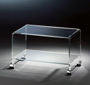 Hochwertiger Acryl-Glas TV-Wagen / TV-Tisch mit 4 Chromrollen, klar, 63 x 38 cm, H 38 cm, Acryl-Glas-Stärke 10 / 12 mm, 63 x 38 cm, H 38 cm,