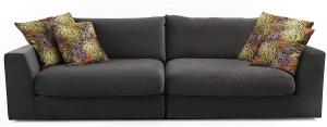 CAVADORE Big Sofa "Fiona"/ XXL-Couch mit tiefen Sitzflächen und weicher Polsterung / modernes Design / 274 x 90 x 112 / Samt grau