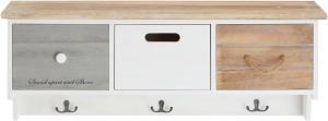 CARO-Möbel Wandgarderobe Salva in weiß im angesagtem Vintagelook, Moderne Garderobenleiste, Hängegarderobe mit 3 Schubkästen und Haken