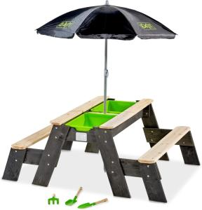 EXIT Aksent Sand- Wasser- und Picknicktisch L Deluxe Sand-&Wasserspiegel Outdoor Holz Schwarz Grün Grau 16 5 kg