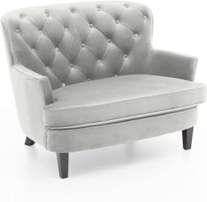 ATLANTIC Home Collection Loveseat Bigsessel Sessel Sofa 1,5-Sitzer Samtbezug Leo Grau