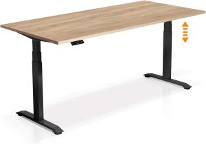 Möbel-Eins OFFICE ONE elektrisch höhenverstellbarer Schreibtisch / Stehtisch, Material Dekorspanplatte schwarz Eiche sonomafarbig 200 x 80 cm