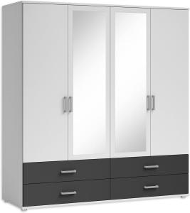 IVAR Kleiderschrank mit Spiegeln und Schubladen - Vielseitiger Drehtürenschrank 4-türig in Weiß, Graphit - 180 x 190 x 51 cm (B/H/T)